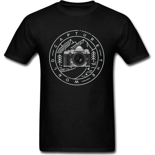 Capture The World Camera Photography Graphic Mens T Shirt Forest Mountain Landscape Shoot Tshirts For Men High Quality Clothes