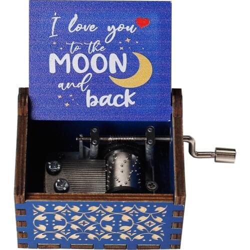 Music Box-Antique Wood Carving Jurassic Park Christmas Music Box Hand-cranked Love Mom Gives My Daughter New Year Gift