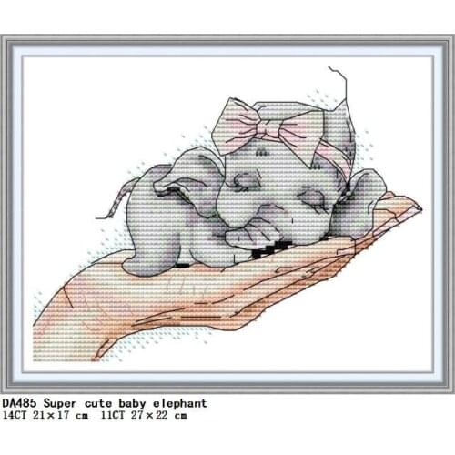 Super baby elephant cross stitch kit Aida 14CT printed 11CT count sewing set DIY handmade embroidery kit home decoration crafts