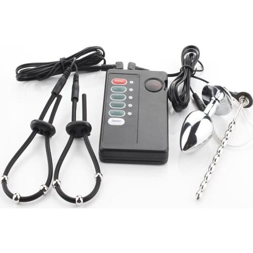 Anal Electrode Kits Penis Torture Electroshock Sex Toys Estim Prostate Electric Shock Anal Plug Stimulator Electro Penis Plug