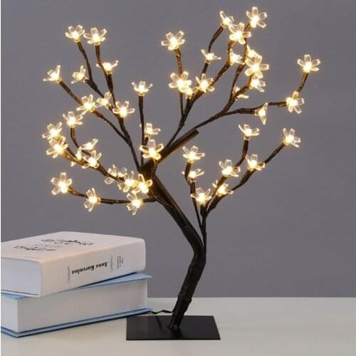 New Crystal Cherry Blossom Tree 36 LEDs 40CM Height Black Branches Night Lights for Christmas Party Wedding Table Decorations