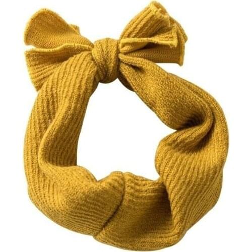 Kids Baby Girls Headband Accessories Bunny Solid Turban Knot Bow Hair Bands Head Wrap Rabbit Knitted Cotton Headwear