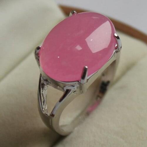 Finest jewelry ladys favorite pink jade silver plated ring 7/8/9