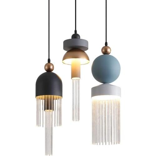 Nordic LED glass gloss Pendant Lights creative tassel lamp living room bedroom bedside dining room designer lamp WF1209229