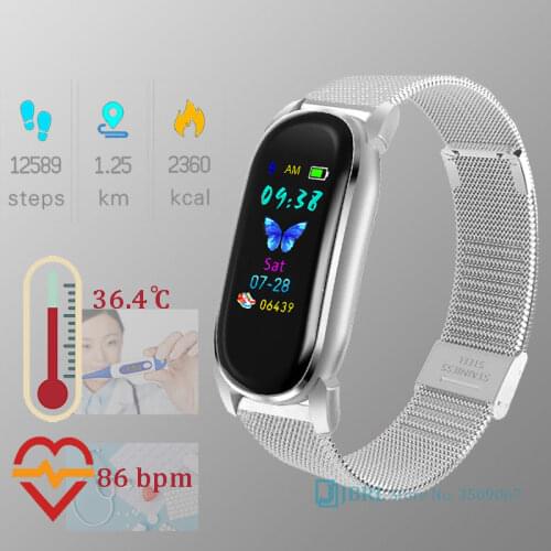 Temperature Smart Band Men Women Smart Bracelet Fitness Tracker For Android IOS Smartband New Luxury Wristband Smart Wrist Band