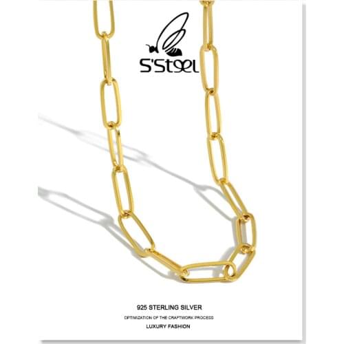 SSTEEL Chain Necklaces 925 Sterling Silver For Women Designer Gold Minimalist Necklace Joyeria De Plata 925 Moda 2020 Jewelry