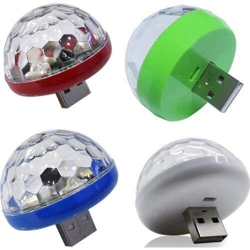 LED USB Mini Voice Activated Crystal Magic Ball Led Stage Disco Ball Projector Party Lights Flash DJ Lights
