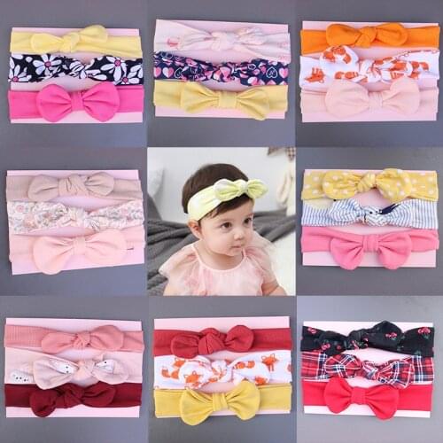 Yundfly 3 Pack Boutique Toddler Fox Pattern Knotted Headwrap Baby Girls Bows Headbands Hair Accessories