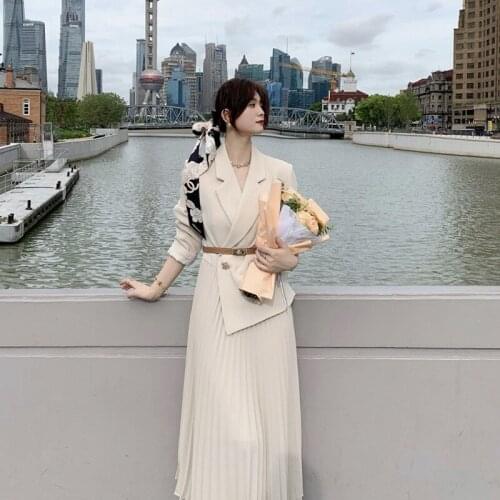 OL Gentle Minimalist Autumn 2021 Work Wear Lapel Elegant Lace Up Solid Brief Sexy Chic Loose Dresses Female Vestidos