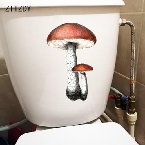 ZTTZDY 16×25.2CM Hand Painted Mushrooms Kids Room Wall Decoration Fun Bathroom Toilet Stickers T6-0146