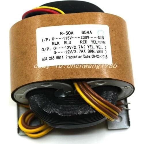1PCS 65W R - CORE TRANSFORMER for preamp/DAC/AMP 115 v, 230 v OUTPUT: 12 v *2