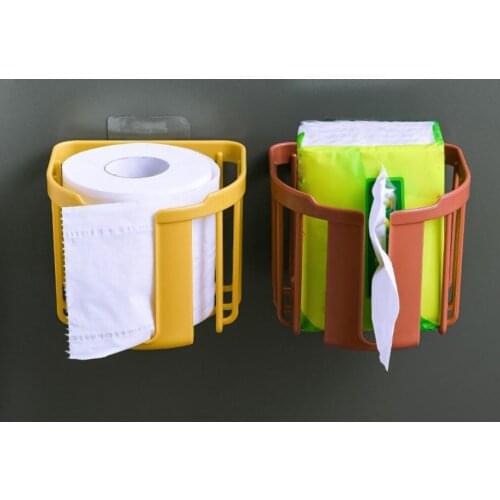 1PCS Bathroom Toilet Paper Rack Wall Mounted Adhesive Organizer No-Drill Leachate Large Capacity Tissue Holder Hanging towels