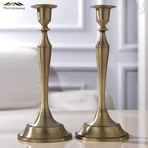 2Pcs/Lot Candle Holder Table Metal Candlestick Geometric Candle Holders Bronze for Wedding/Dinner Decoration Candelabra GZT076