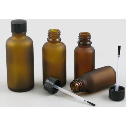 360x5ml 10ml 15ml 20ml 30ml 50ml 100ml Nail Polish Frosted Brown Glass Bottle With Brush for Beauty Cosmetic Containers Bottle