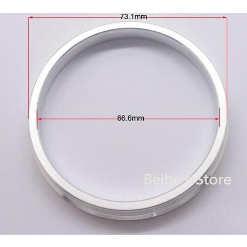 4pcs Silver Aluminum Alloy Wheel Spacer Hub Centric Rings 73.1OD to 66.6ID
