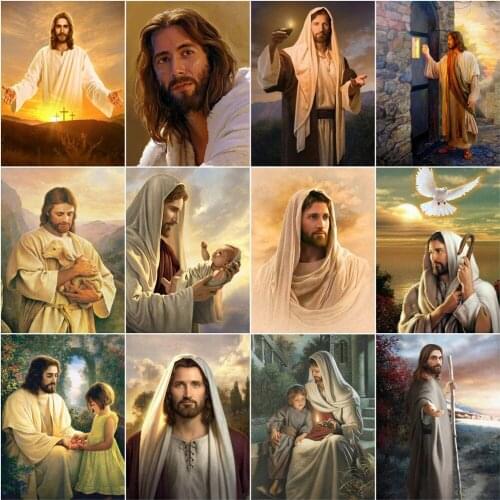 AZQSD Diamond Painting Jesus Mosaic Full Square Drill Handmade Gift Diamond Embroidery Sale Religion Needlework Decor For Home