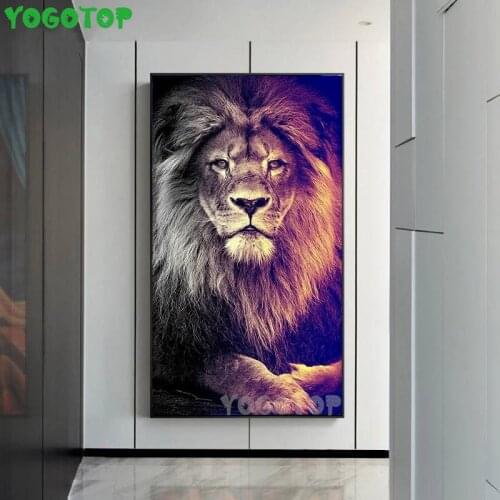 Diy Diamond embroidery cross-stitch Colored lion animal diamond painting full Square Round Diamond puzzle Mosaic Wall art,YY5199