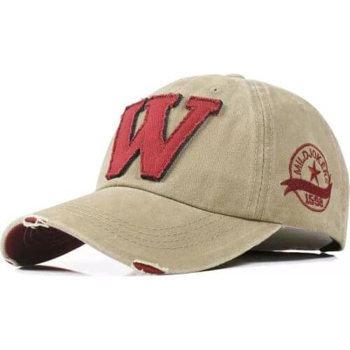 W Letter Baseball Cap Denim Washed Old Mens and Womens Caps with Embroidery Edging Outdoor Spring and Summer Sun Hats