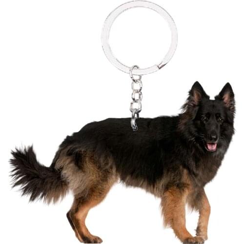 German Shepherd Dog Animal Keychain NOT 3D car key chain designer charms drop cute llaveros Friends Gift plat acrylic for girls