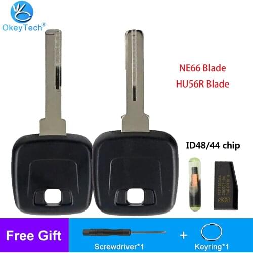 OkeyTech Transponder Car Key Shell Case For VOLVO S40 V40 V7 S60 S80 XC70 Replacement Fob ID48/ID44 Chip Uncut HU56R/NE66 Blade