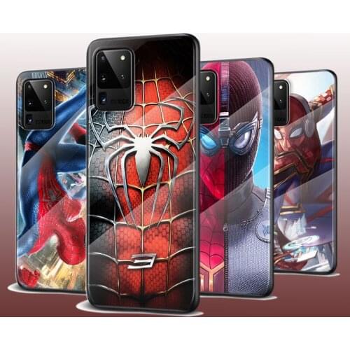 Tempered Glass Cover Marvel Spider Man Sport For Samsung Galaxy S20 FE S10e S10 S9 S8 Ultra Plus Lite Plus 5G Phone Case