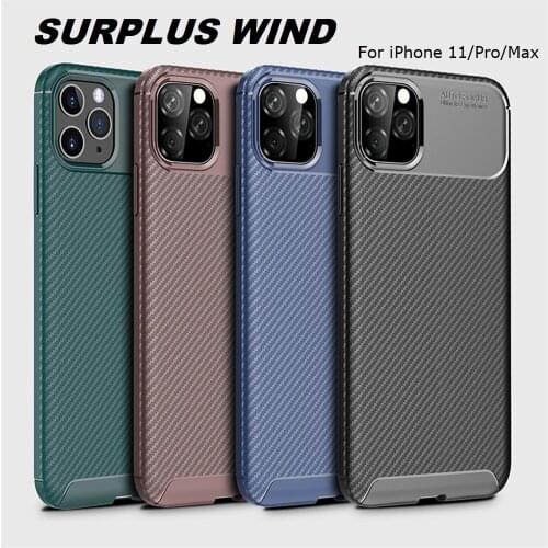 For 2019 iPhone 11 Pro Max Phone Case Carbon Fiber Silicone Bumper Phone Housing ShockProof Back Cover for iPhone X XsMax 6 7 8