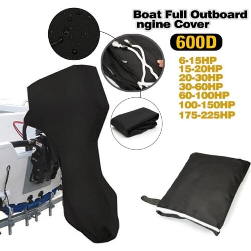 Black Full Outboard Engine Motor Cover Rain cover for Boat Motors Waterproof 6-15HP/15-20HP/60-100HP/100-150HP/30-60HP/20-30HP
