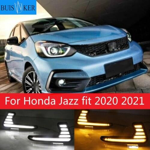 For Honda Jazz fit 2020 2021 LED DRL fog lamp with turn signal function car styling LED Daytime Running Lights