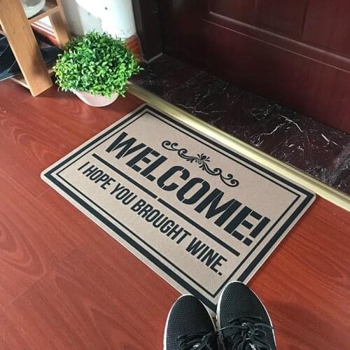 Welcome I Hope You Brought Wine Funny Doormat Entrance Floor Mat Bathroom Kitchen Flooring Carpet Mordern Living Room Rugs