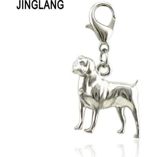 JINGLANG Champagne Gold Color Plated Dog Charms Pendants High Quality Diy Jewelry Accessories 12pcs
