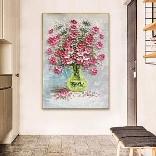 Three-Dimensional Hand Painted Thick Texture Oil Painting Abstract Flower Painting On Canvas Handmade Home Wall Decor Unframede