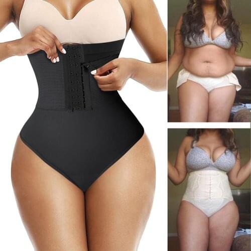 Women High Waist Body Shaper Sexy Thong Underwear Waist Trainer Corset Compression Tummy Hip Control Panties Faja Shapewear