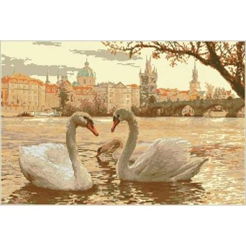 Swan family animals patterns Counted Cross Stitch 11CT 14CT DIY Cross Stitch Kits Embroidery Needlework Sets home decor
