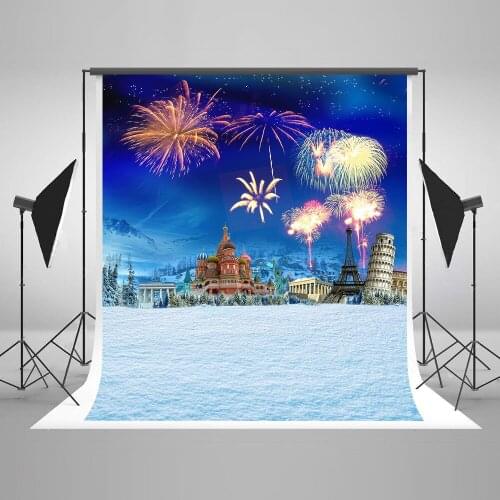 LIFE MAGIC BOX Seamless Wrinkle-free Polyester Washable Photo Background Newborn Photography Cloth Backdrops Fireworks Castle