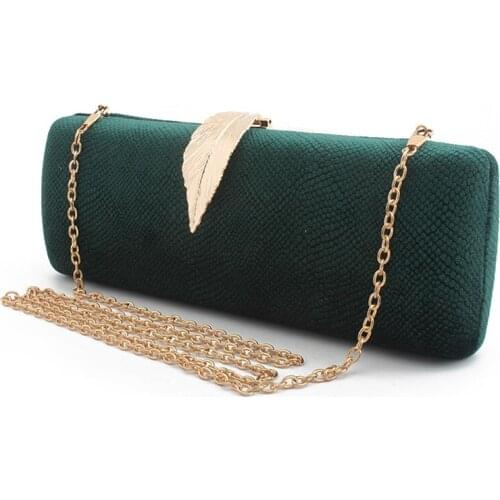 Fashion Leaf Clasp Women Clutches Velvet Evening Bags Ladies Gala Dinner Clutch Chain Shoulder Handbags and Purses