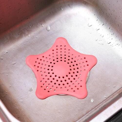 Sea Star Shape Soft PVC Kitchen Cleaner Sink Filter Sewer Drain Hair Strainers Bathroom Sink Cleaner Filter Tools