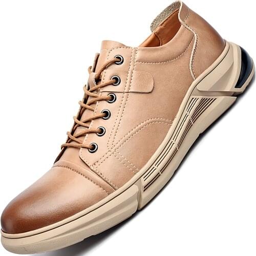 Genuine Leather Men Flats Shoes High Quality Men Casual Shoes Waterproof Work Shoes Cow Leather Loafers Sneakers Big Size 38-46