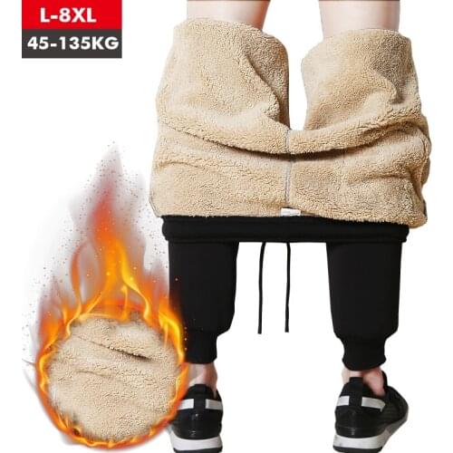 Mens Winter Pants Classic brand sweatpants super Warm Thick Pants cashmere Trousers For Men fleece Male long outdoors Pants men