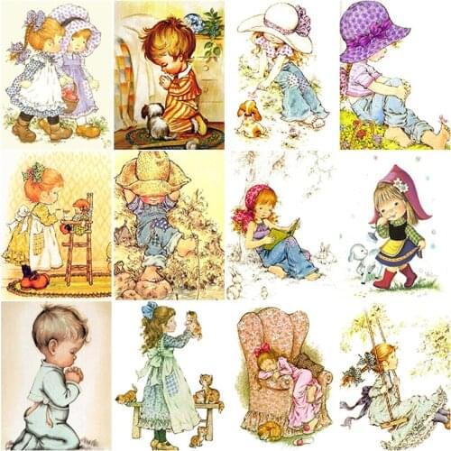 DIY 5D luckly Girl Boy Flower Decoration Diamond Painting Full Square Drill Embroidery Cross Stitch Kit Handmade Art Gift
