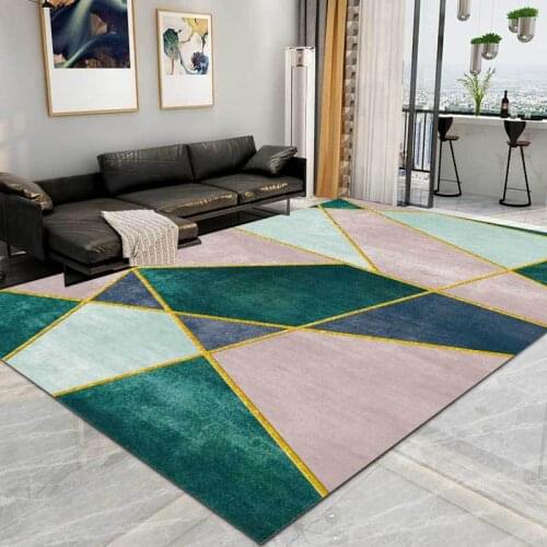 Nordic Simple Style Area Rugs Geometric Green Pink Printed Kitchen Bathroom Anti-Slip Floor Door Mat Bedroom Bedside Sofa Carpet