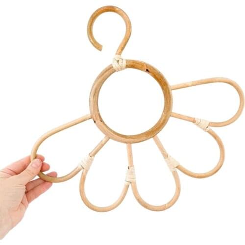 Rattan Wall Hooks Sun/Moon/Sunflower/Rainbow Kids Garments Organizer Rack Clothes Hat Hanging Hook Rattan Hanger Kids Room Decor