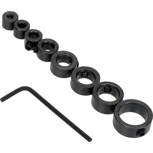 NICEYARD 3/4/5/6/8/10/12/16mm Positioner Drill Locator + Hex Wrench Drill Bits Depth Stop Collars Ring 8Pcs/Set