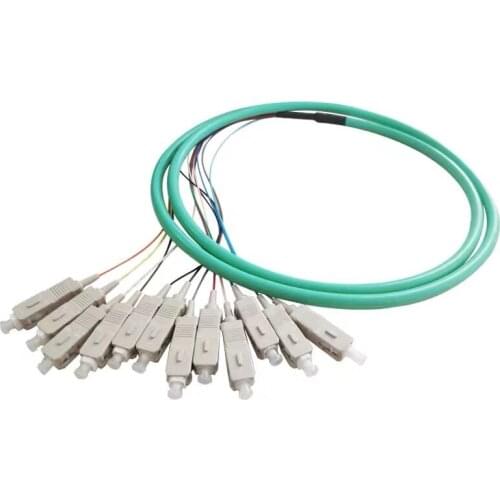 SC OM3 12core Fanout Fiber Optic Pigtail Multimode 12Colored 1.5M Optical Fiber Pigtail,12core SC/UPC Bunchy Pigtail