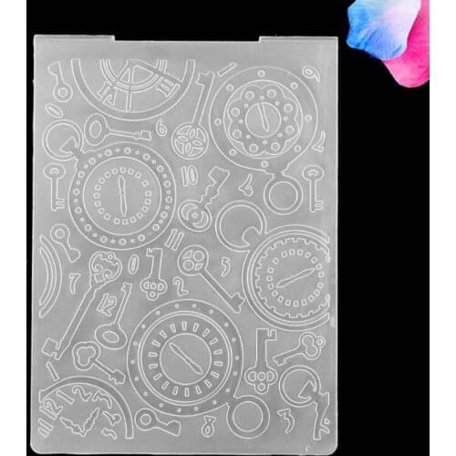 Clock Key Embossing Folder With Cut Design DIY Paper Cutting Dies Scrapbooking E7CB