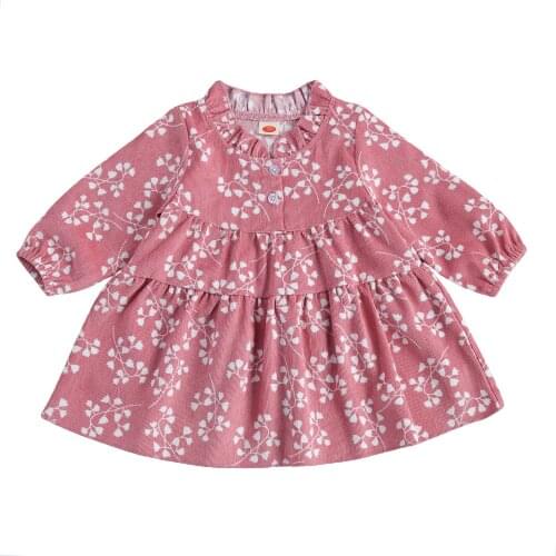 Newborn Baby Girls Long Sleeve Floral Dress Fashion Dress for Kids Children Girls