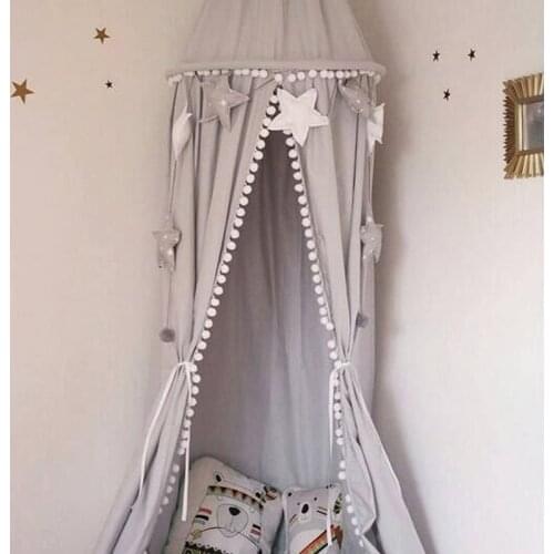 Hanging Tipi Tent Kids Baby Bedding Canopy Mosquito Net Bedcover Curtain for Newborn Home Decor Indoor Childrens Teepee Tent