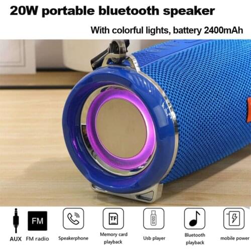 20W waterproof high-power portable bluetooth speaker column with colorful lights for PC computer boom box music center speaker r