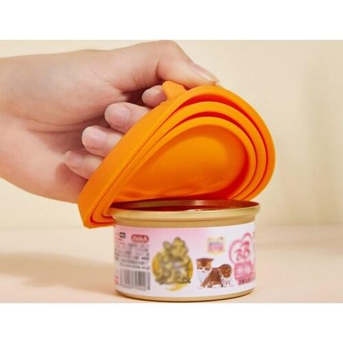 Portable Silicone Dog Cat Canned Lid Pet Food Cover Storage Fresh-keeping Lids For Puppy Dog Cat Storage Top Cap Reusable Lid H