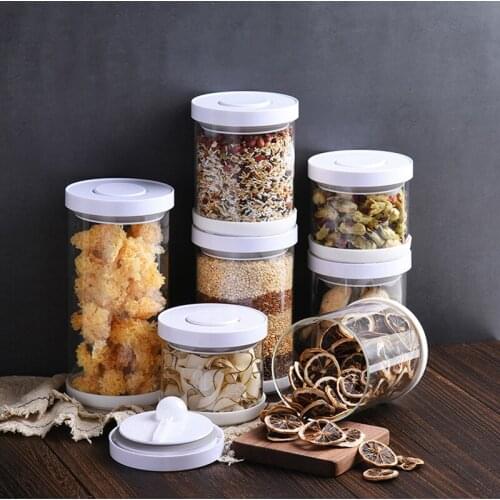 Press Food Storage Containers Strong Glass Sealed Can Storage Jar Grain Cereal Can Kitchen Storage Jar Fridge Storage