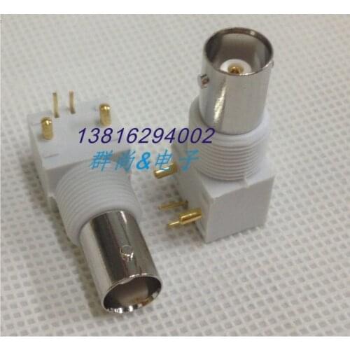 Radio-frequency connector BNC-KWHD BNC Socket, horizontal, white plastic. bend PCB welding plate BNC base